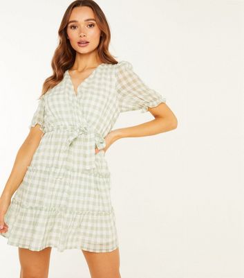 wrap gingham dress