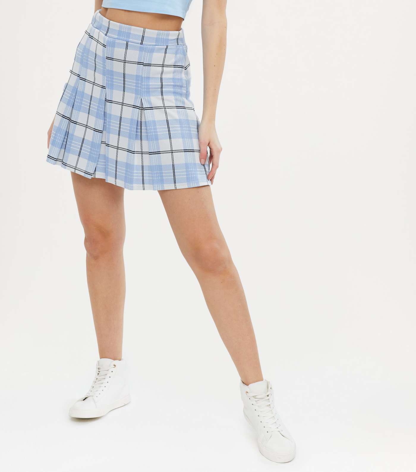 QUIZ Blue Check Pleated Mini Tennis Skirt Image 2
