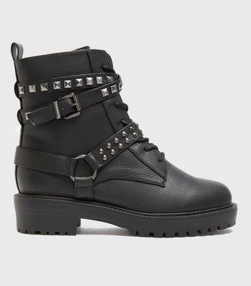 new look lace up biker boots