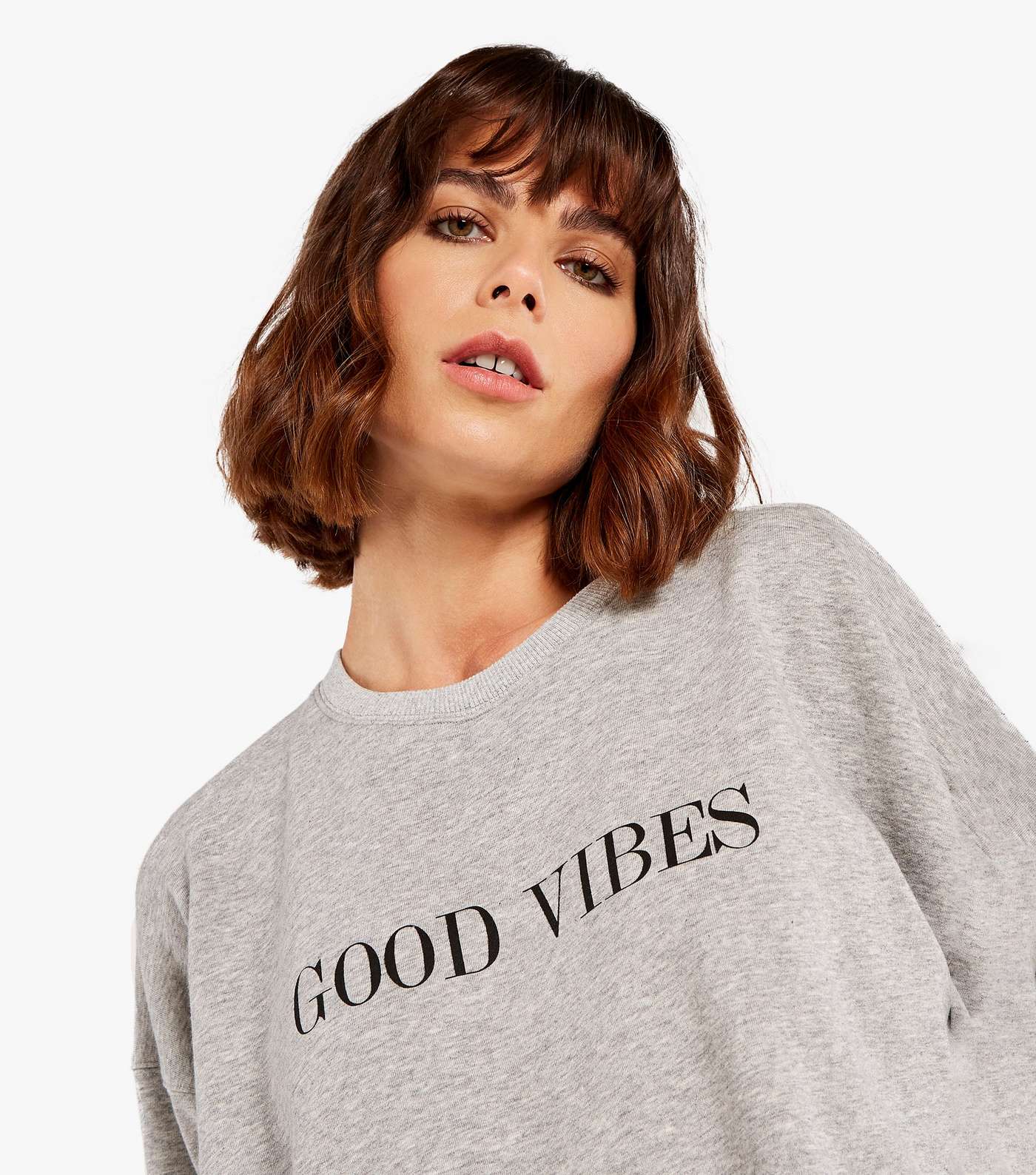 Apricot Grey Good Vibes Logo Oversized Sweatshirt Image 5