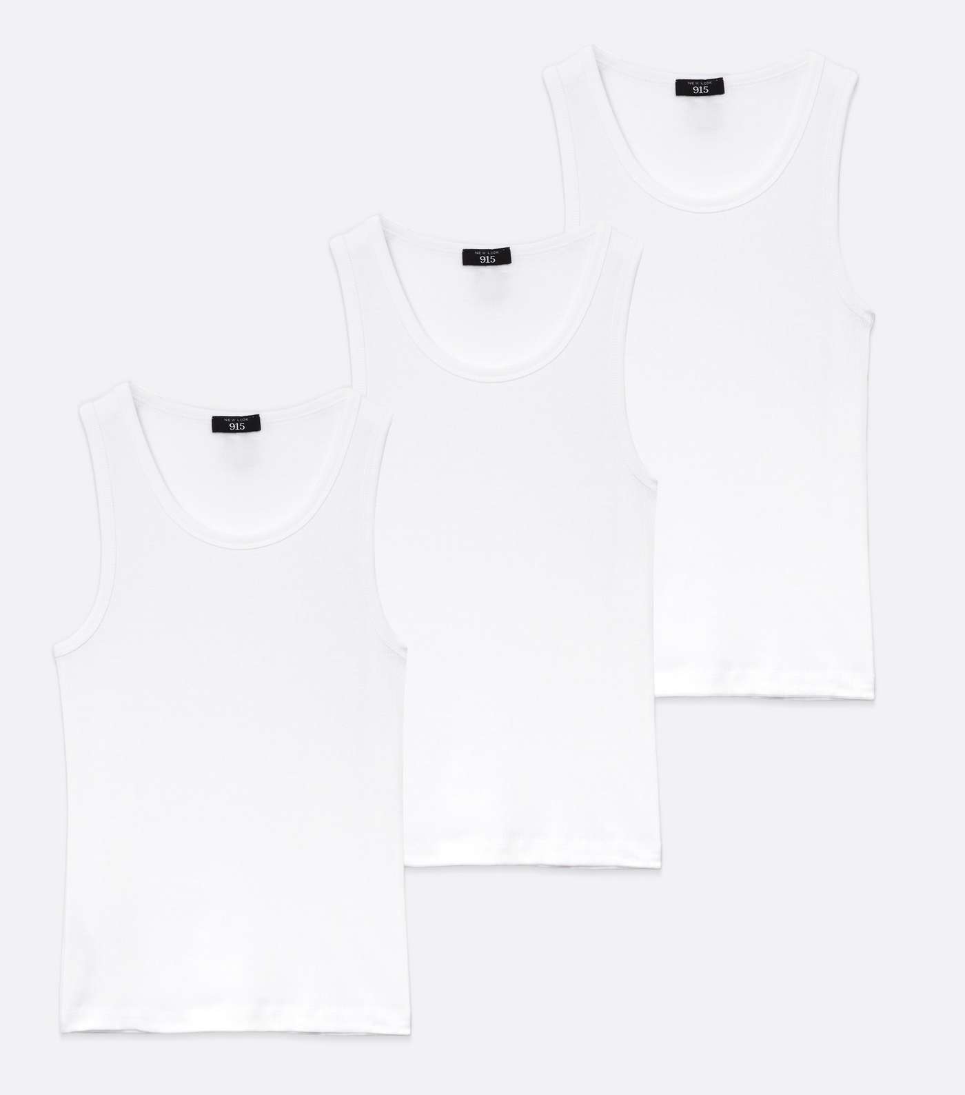 Boys 3 Pack White Ribbed Vests Image 5