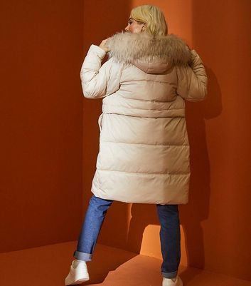 urban bliss stone faux fur trim padded parka coat