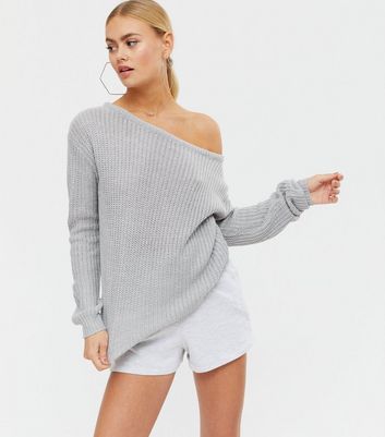 Off the shoulder grey jumper best sale