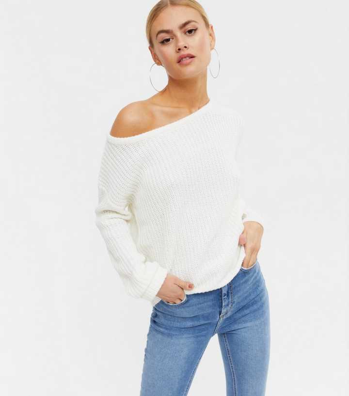 AX Paris Cream Off Shoulder Jumper | New Look