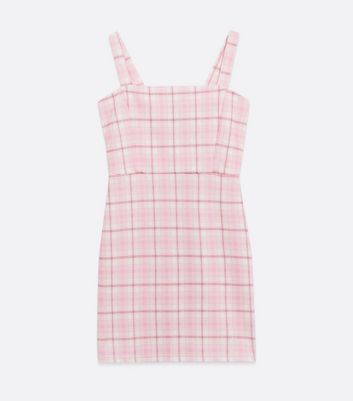 pink checkered pinafore