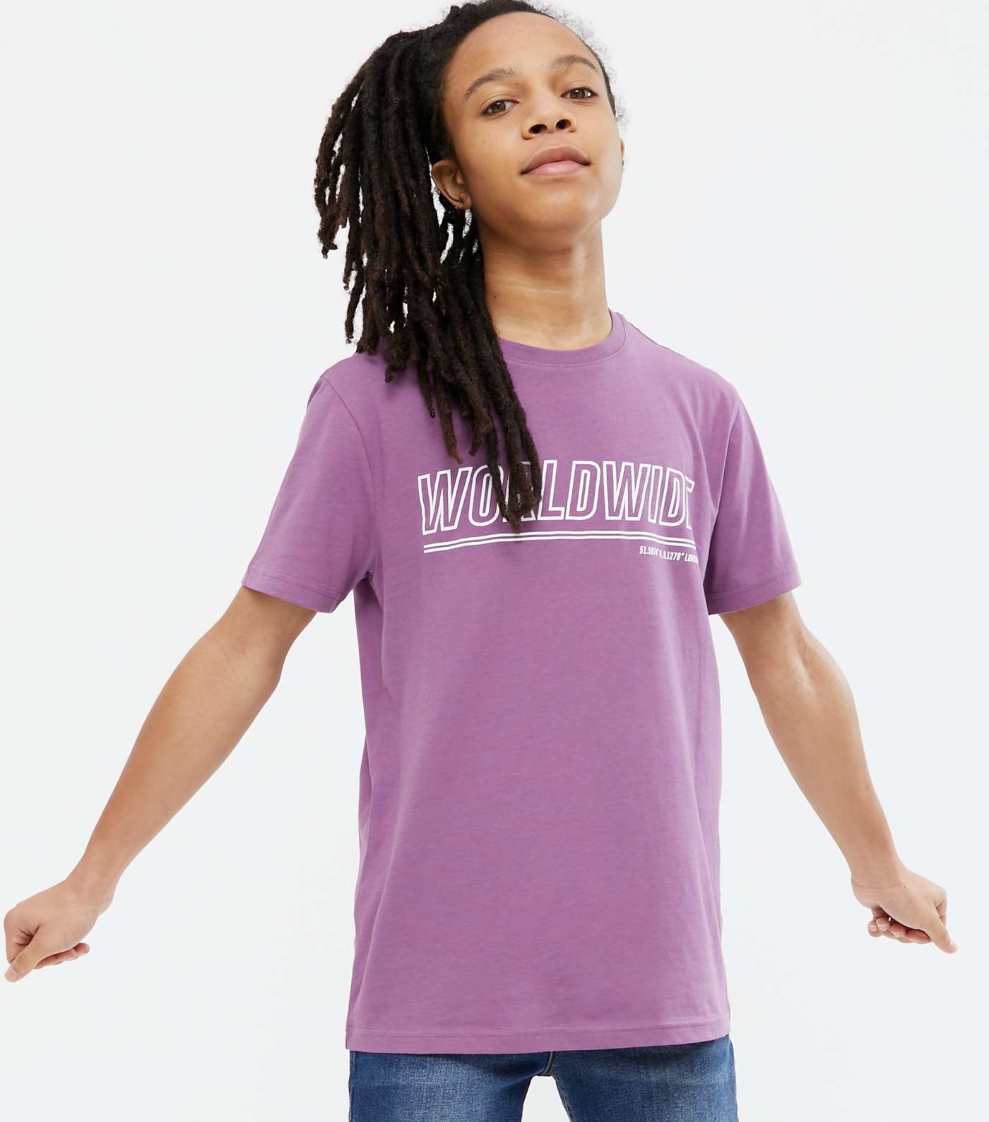 Boys Lilac Worldwide Logo T-Shirt