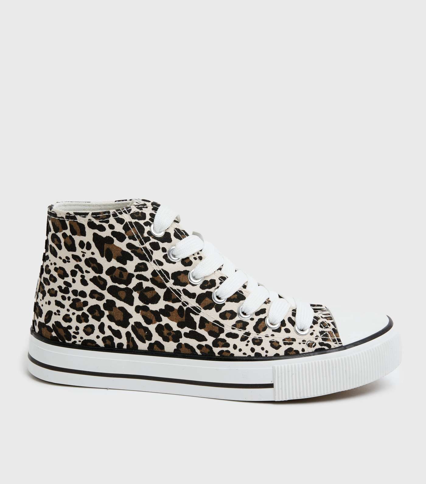Girls Stone Leopard Print Canvas High Top Trainers