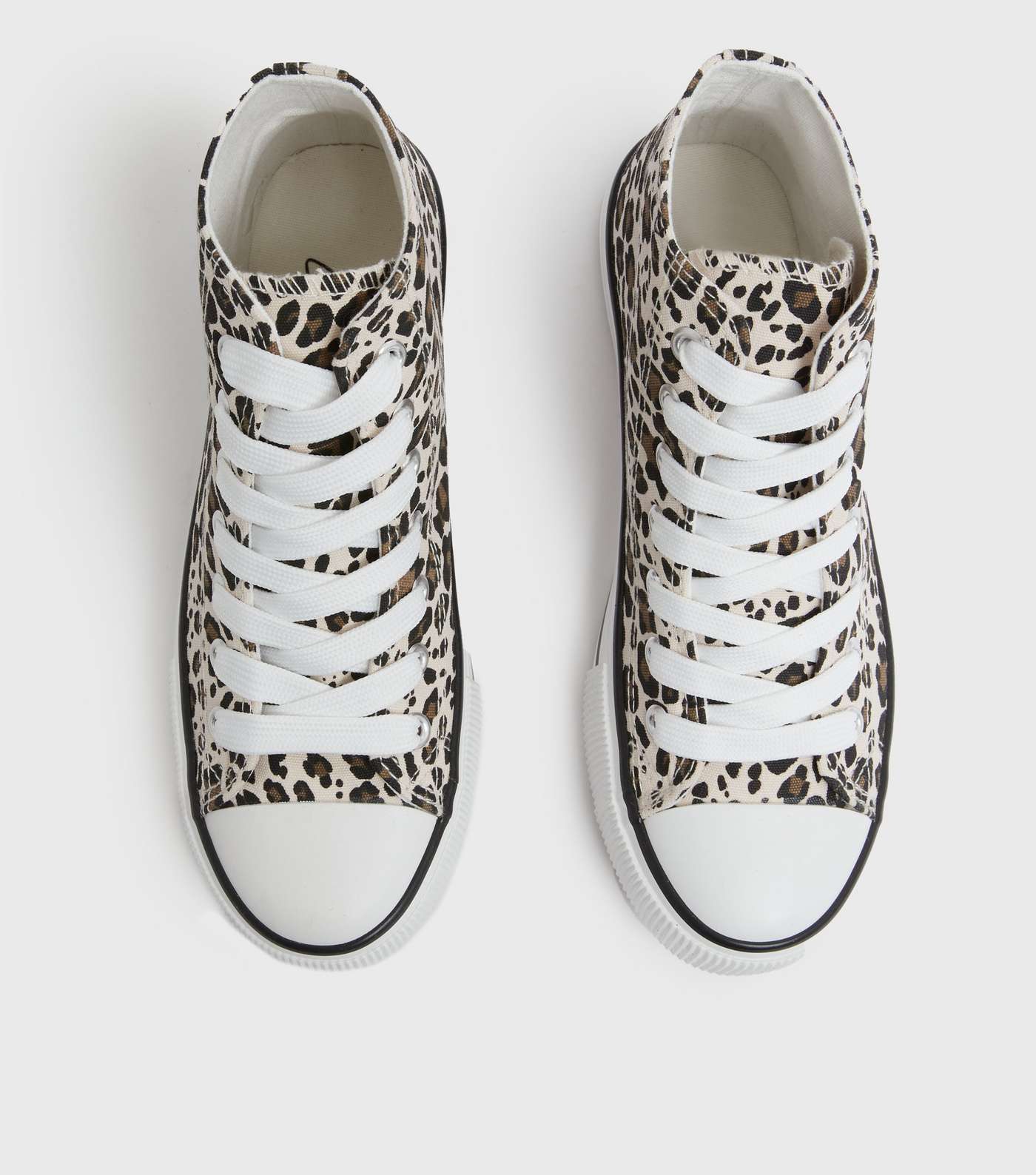 Girls Stone Leopard Print Canvas High Top Trainers Image 3