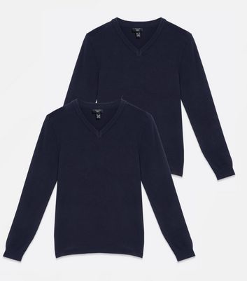 boys navy v neck school jumper