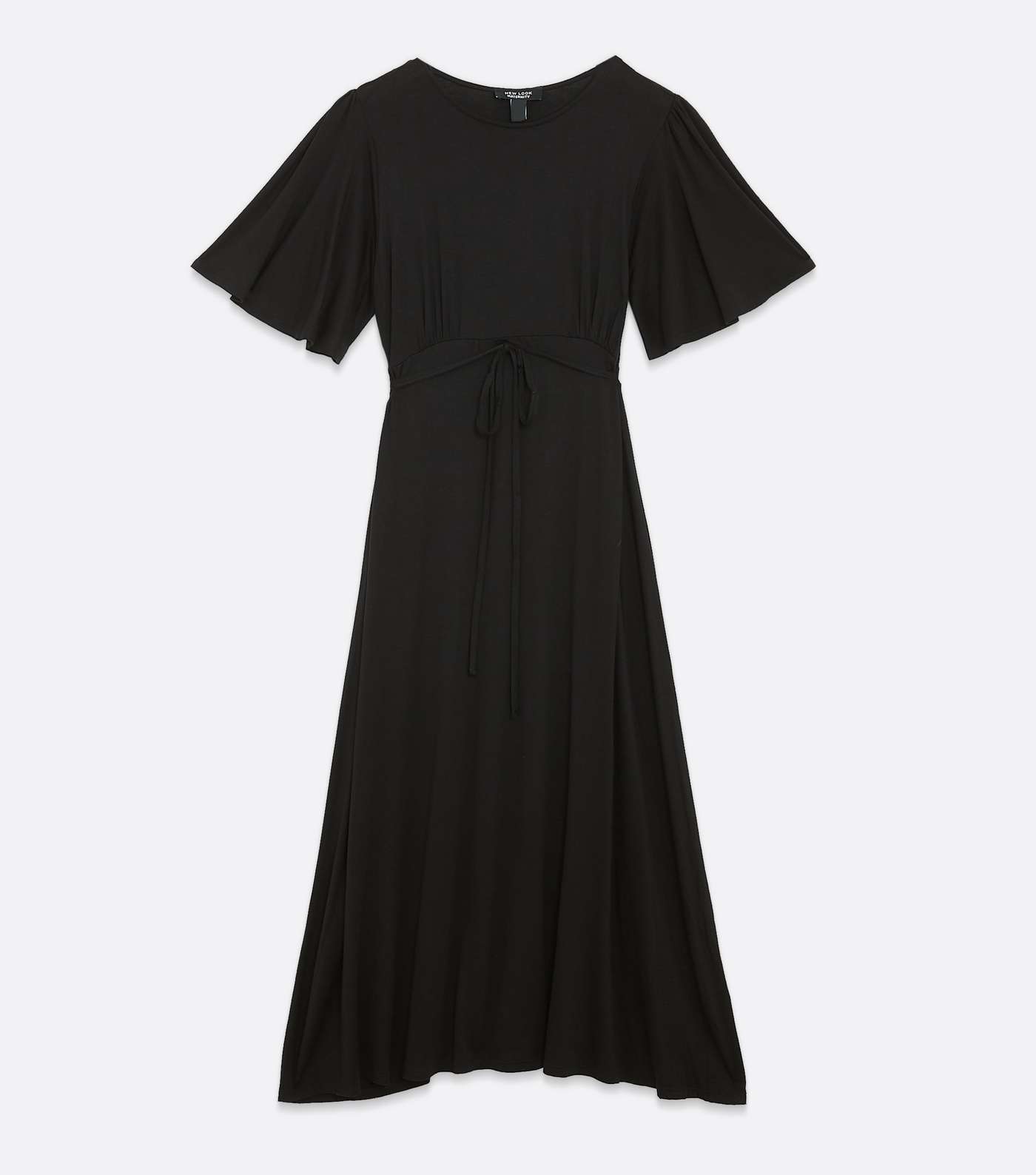 Maternity Black Tie Back Midi Dress Image 5