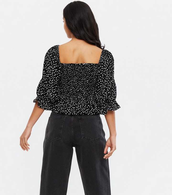 Topshop Petite shirred cami top in black