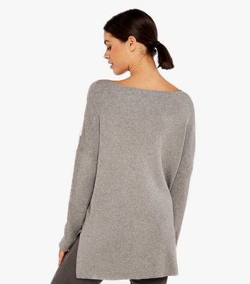 Grey slash sale neck jumper