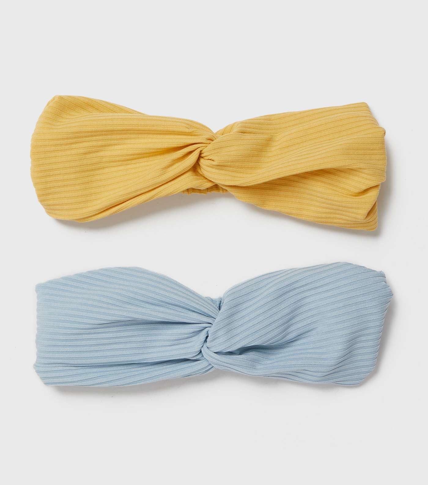 Girls 2 Pack Yellow and Blue Ribbed Twist Headbands