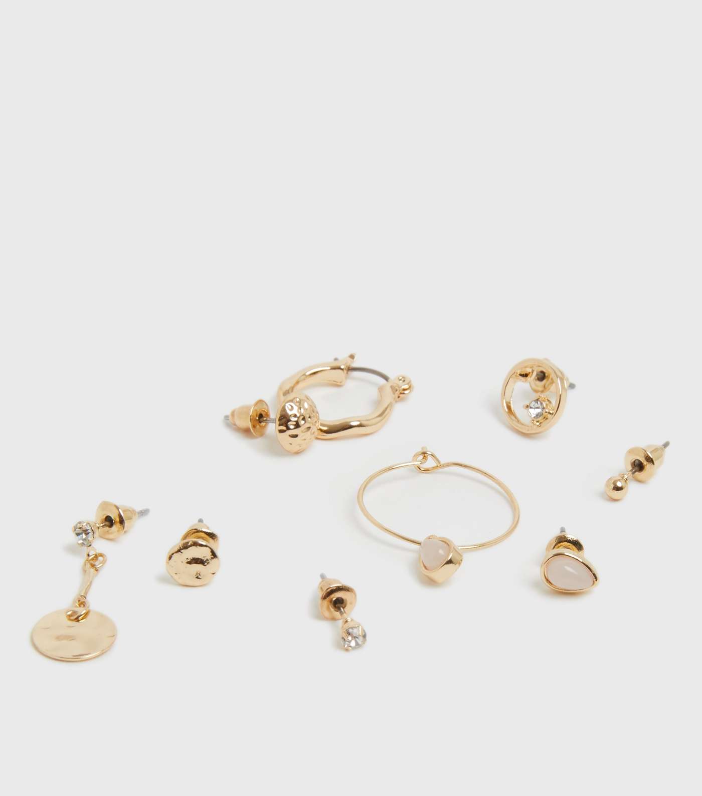 9 Pack Gold Mixed Stud and Hoop Earrings Image 3