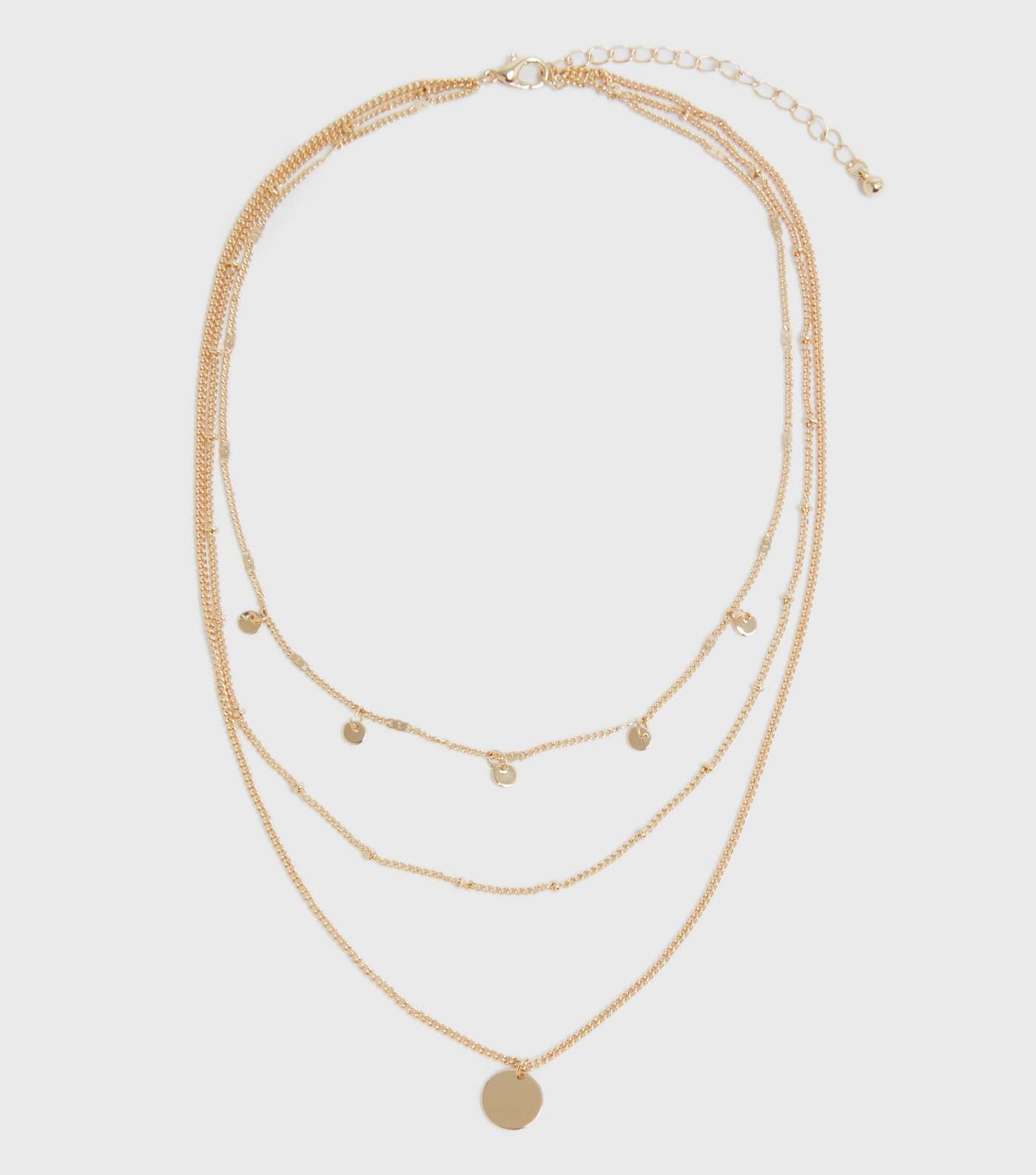 Gold Disc Pendant Layered Necklace