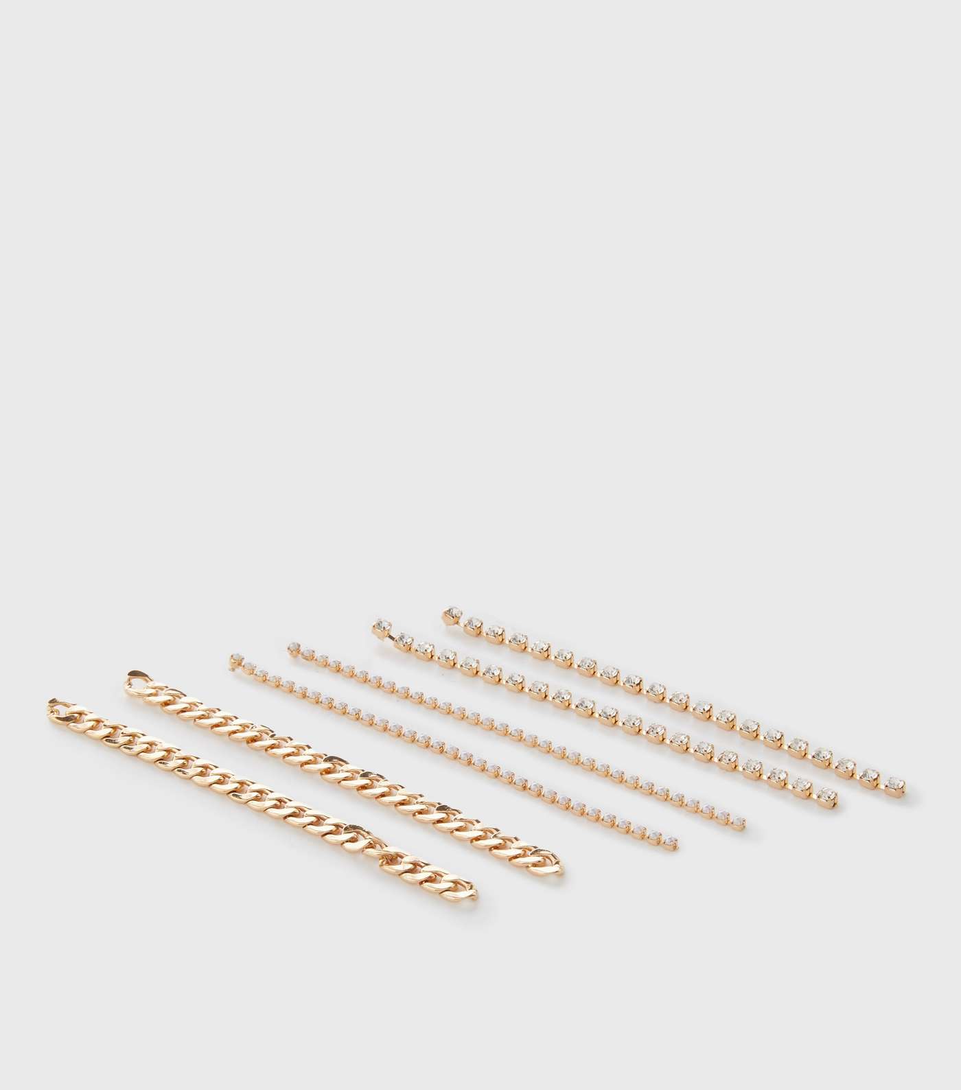 3 Pack Gold Diamanté Chain Drop Earrings Image 2