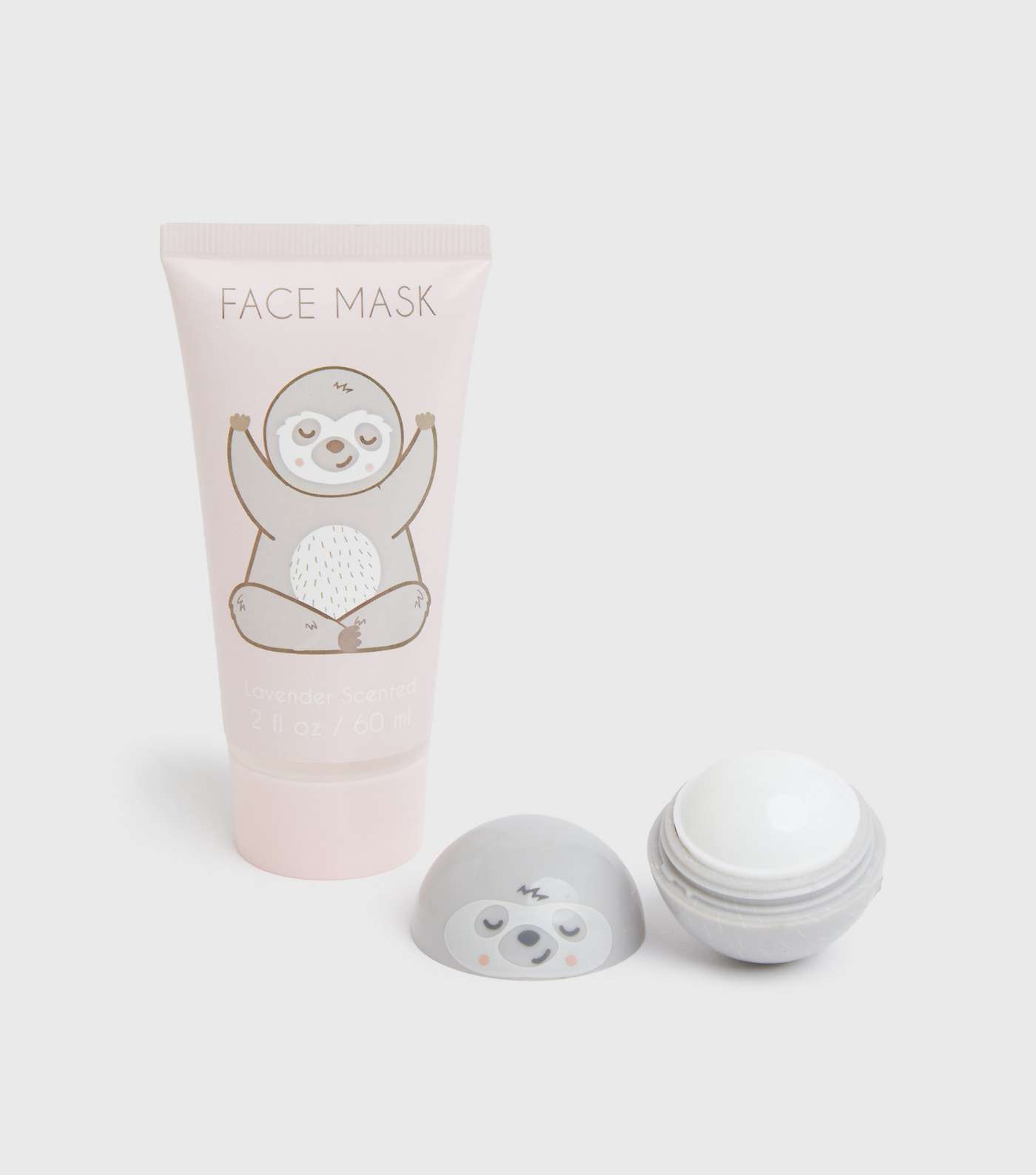 Girls Pale Pink Sloth Face Mask and Lip Balm Set Image 2