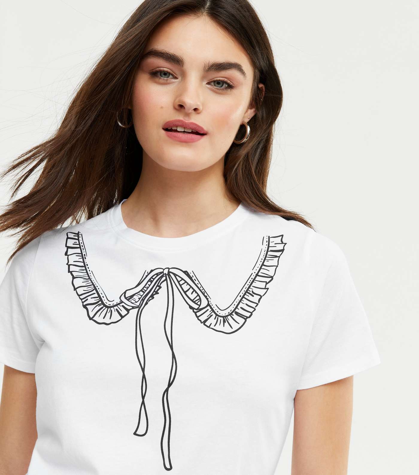 White Collar Print T-Shirt  Image 4