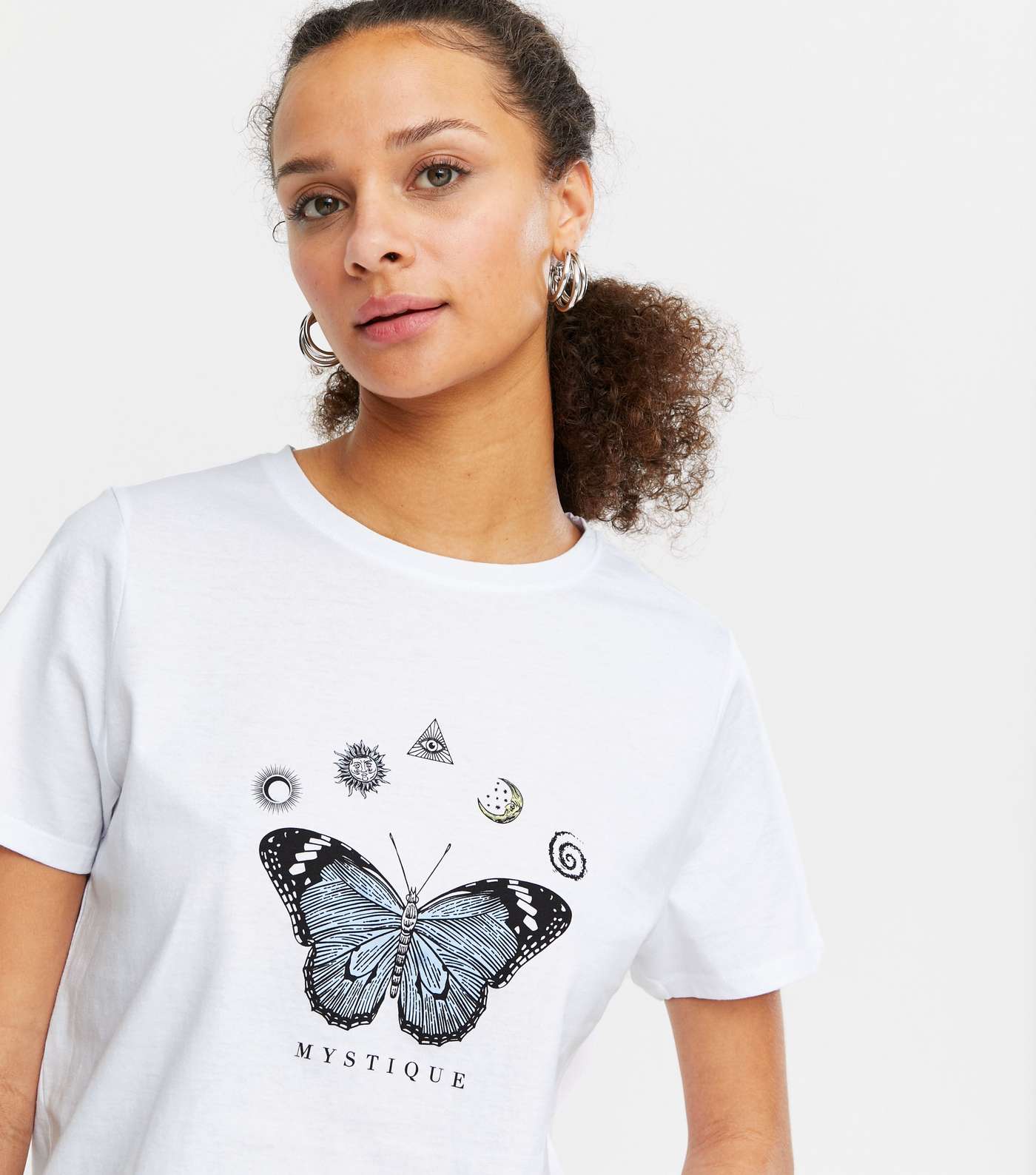 White Cosmic Butterfly Mystique Logo T-Shirt  Image 4