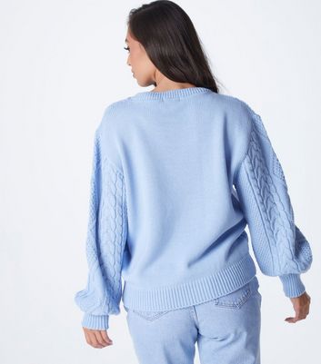 Urban Bliss Pale Blue Cable Knit Jumper New Look