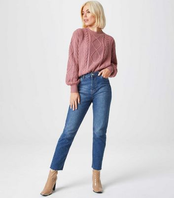 Urban Bliss Mid Pink Cable Knit Jumper New Look