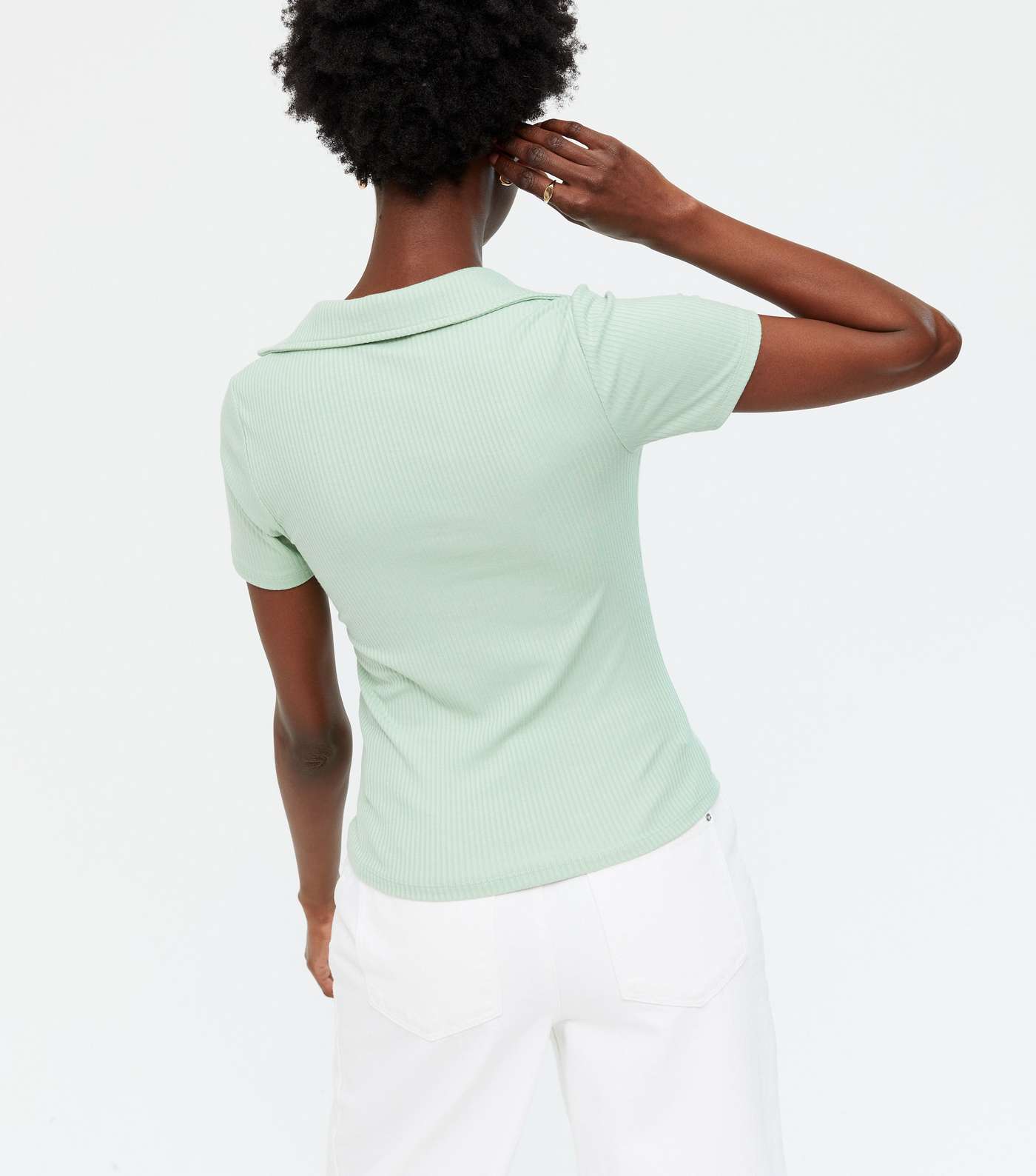 Light Green Collared Short Sleeve T-Shirt Image 4