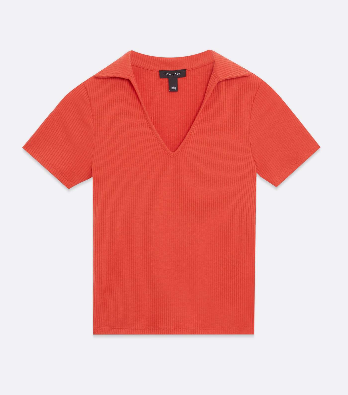 Red Collared V Neck Short Sleeve T-Shirt Image 5