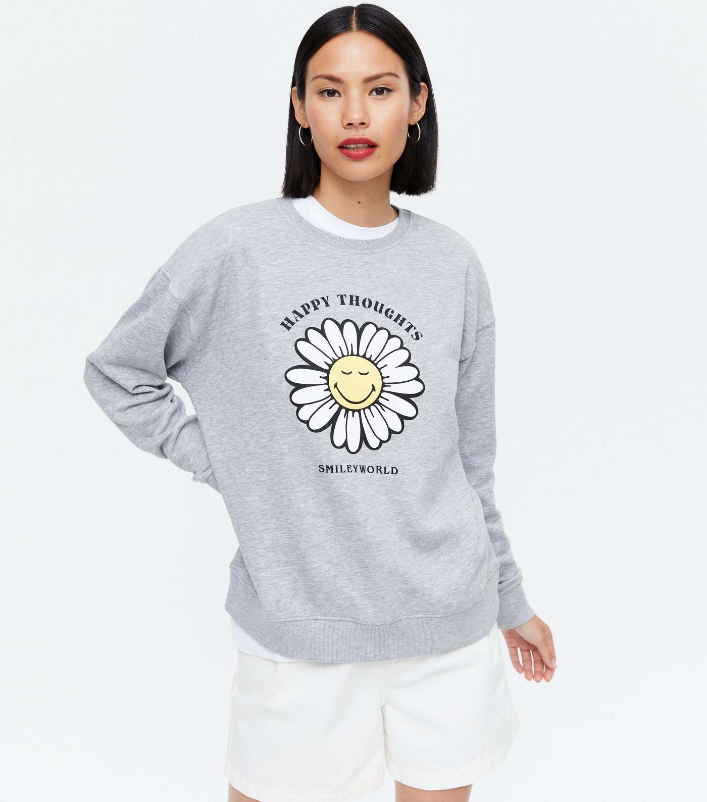 Pale Grey Happy Thoughts SmileyWorld Logo Sweatshirt