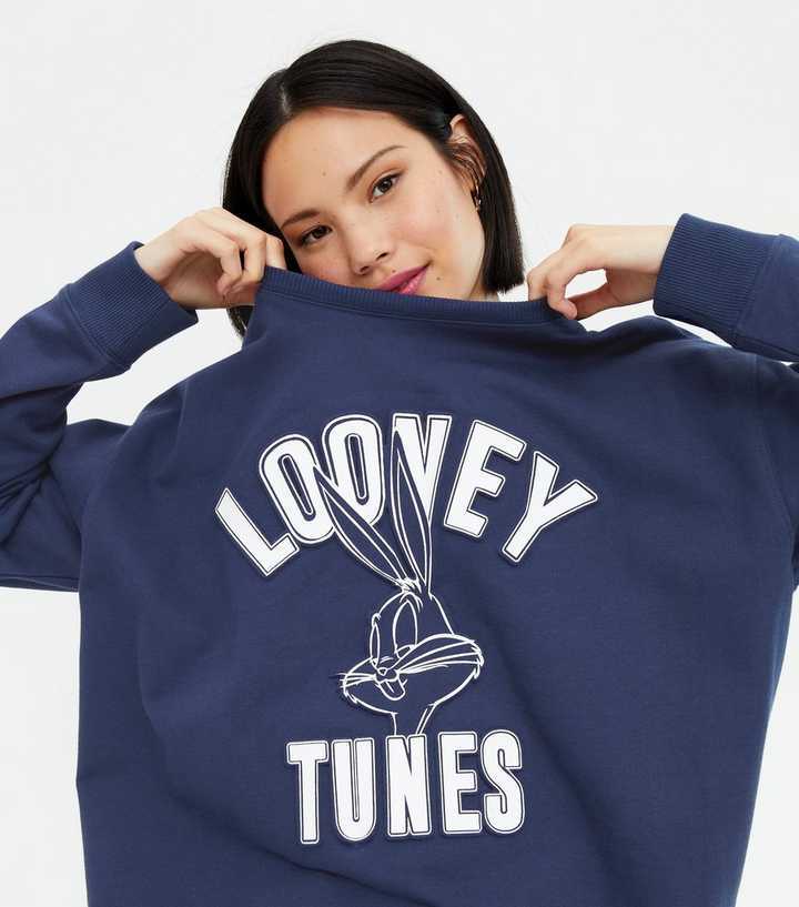Navy Looney Tunes Logo Sweatshirt | New Look