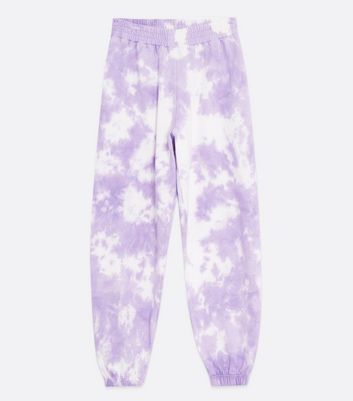 Petite Lilac Tie Dye Cuffed Joggers New Look