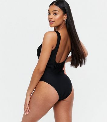 Vero Moda Black Twist Plunge Neck Swimsuit New Look