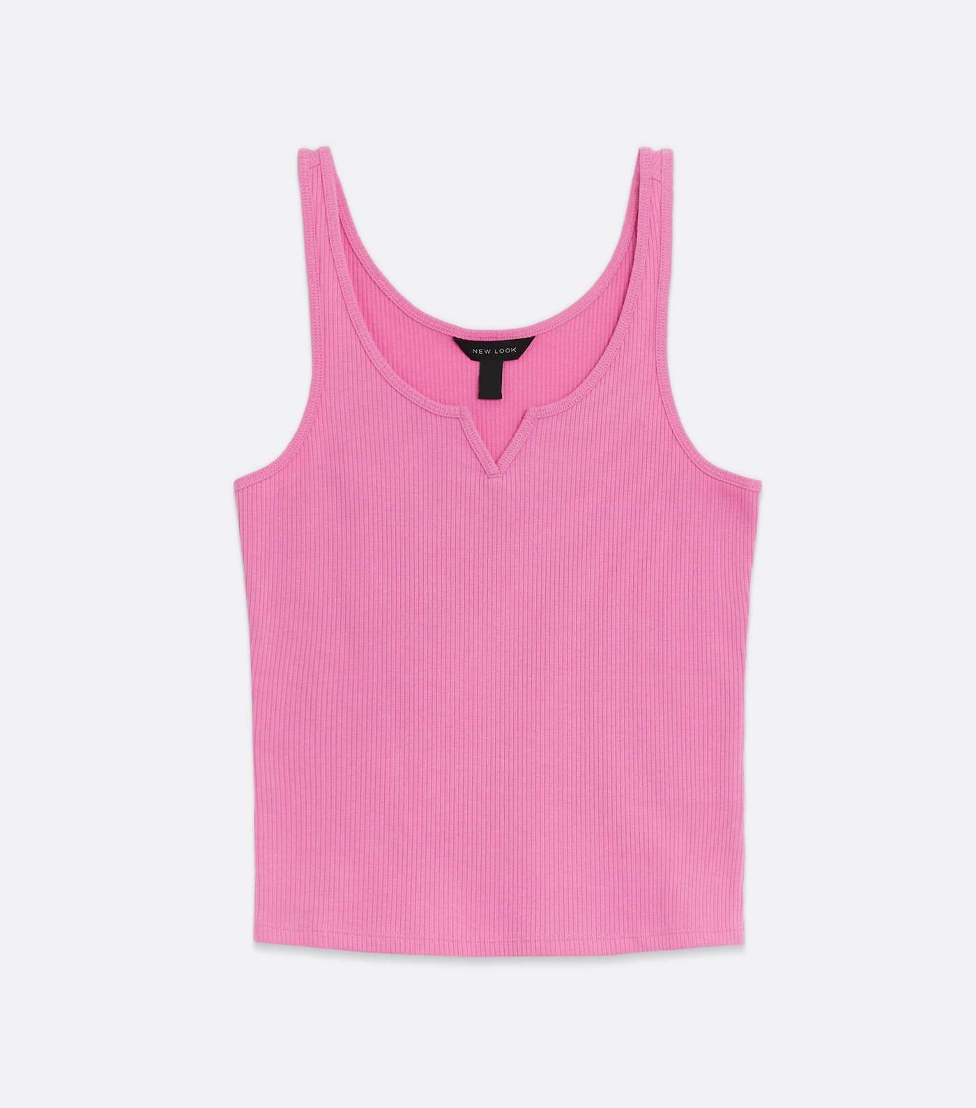 Bright Pink Ribbed Notch Scoop Neck Vest Image 5