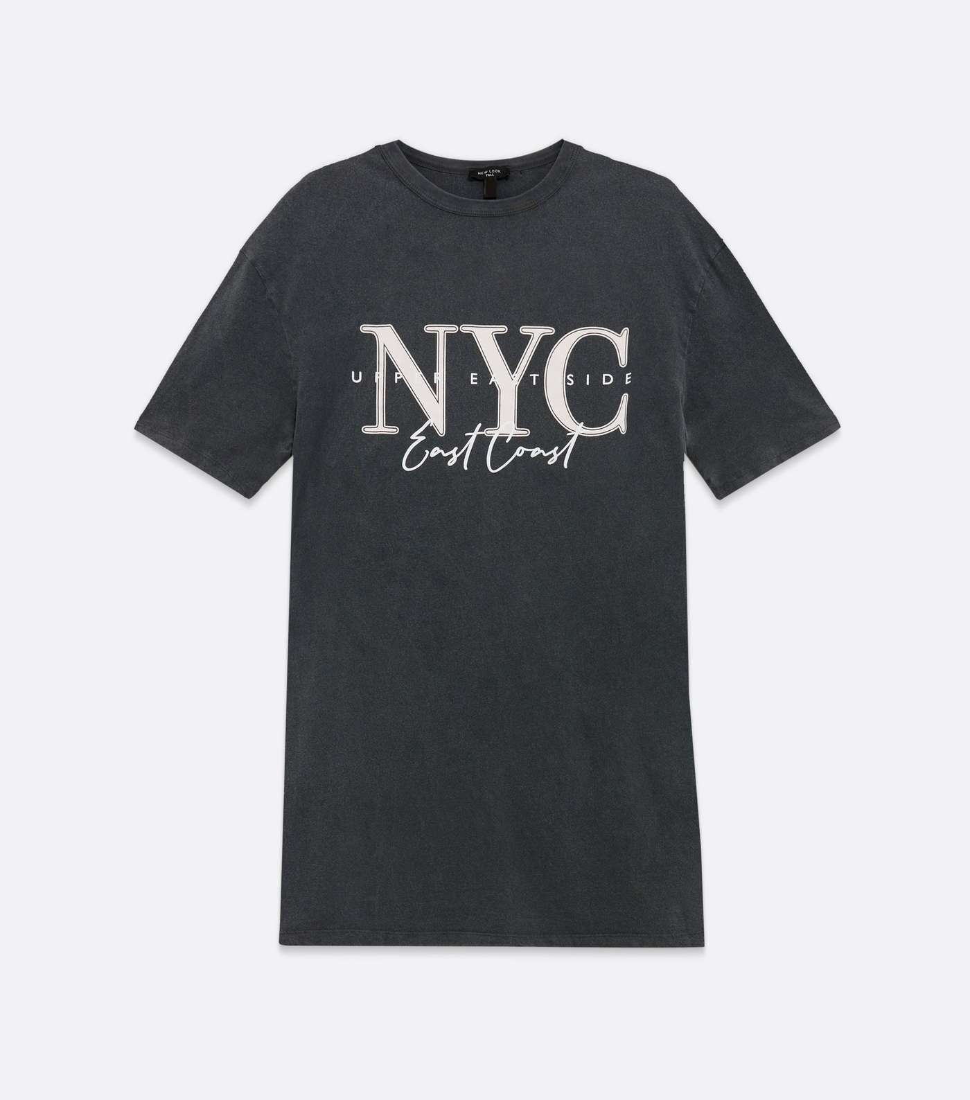 Tall Dark Grey NYC Logo Acid Wash Oversized T-Shirt Image 5