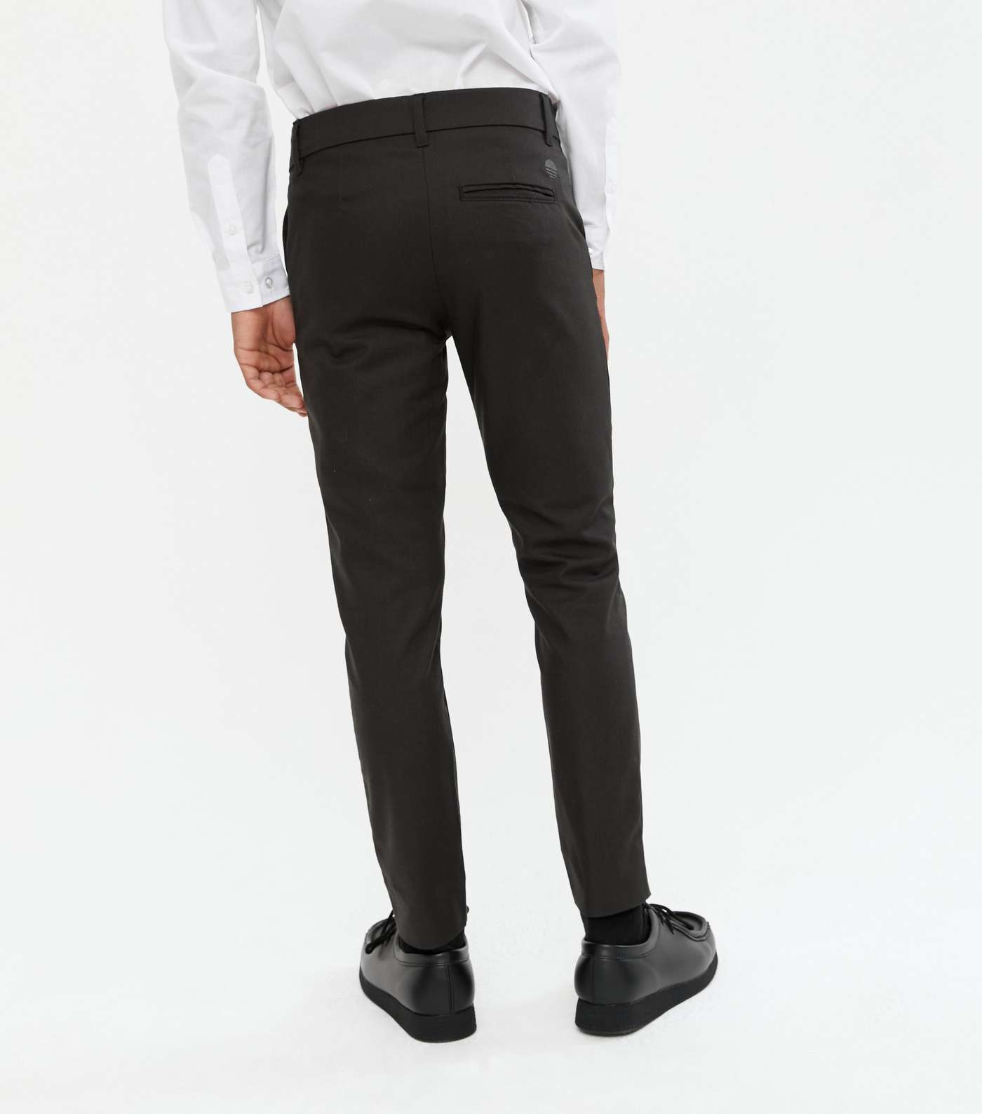 Boys Dark Grey Skinny Fit Trousers Image 4