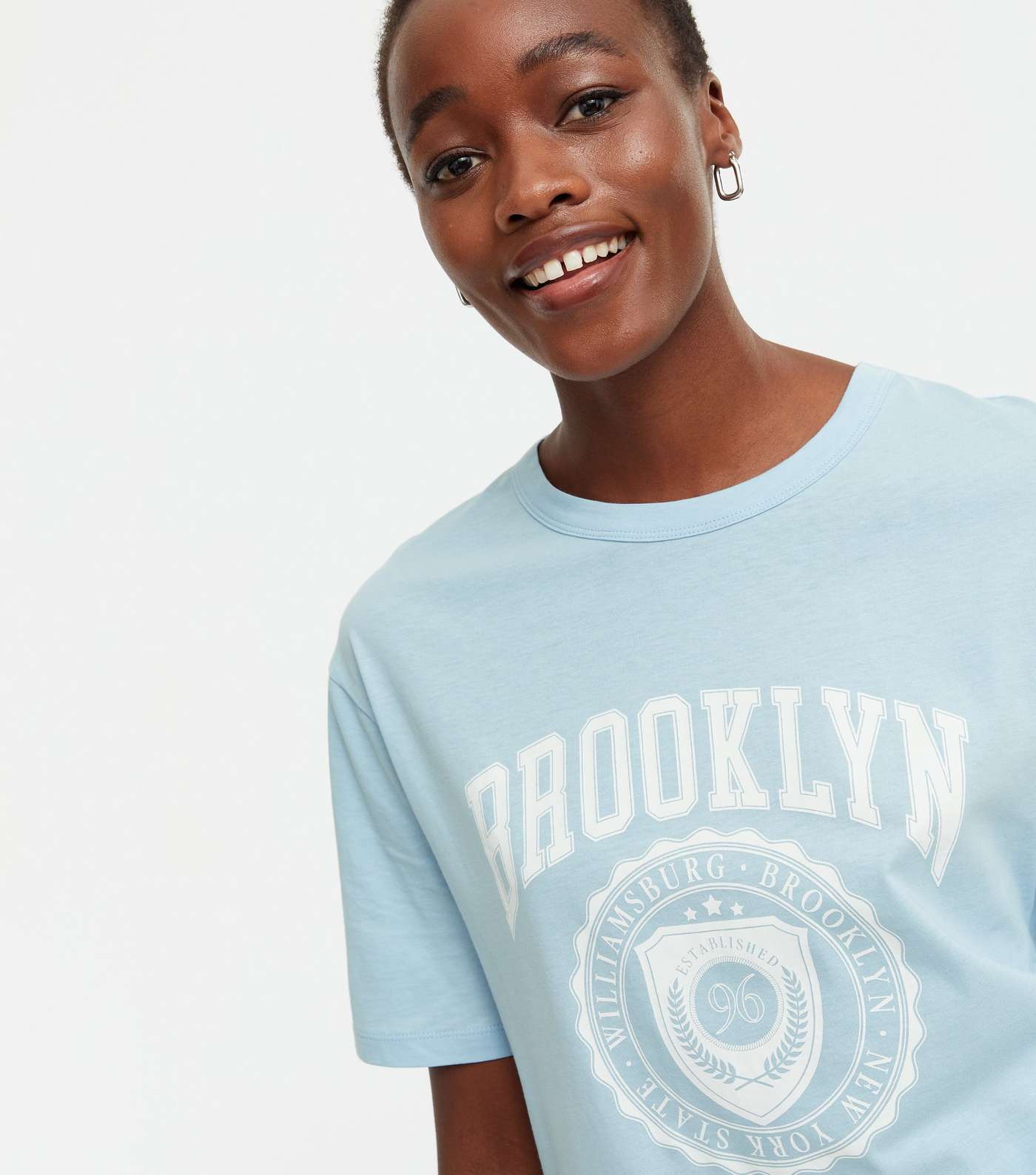 Tall Pale Blue Brooklyn Logo Oversized T-Shirt