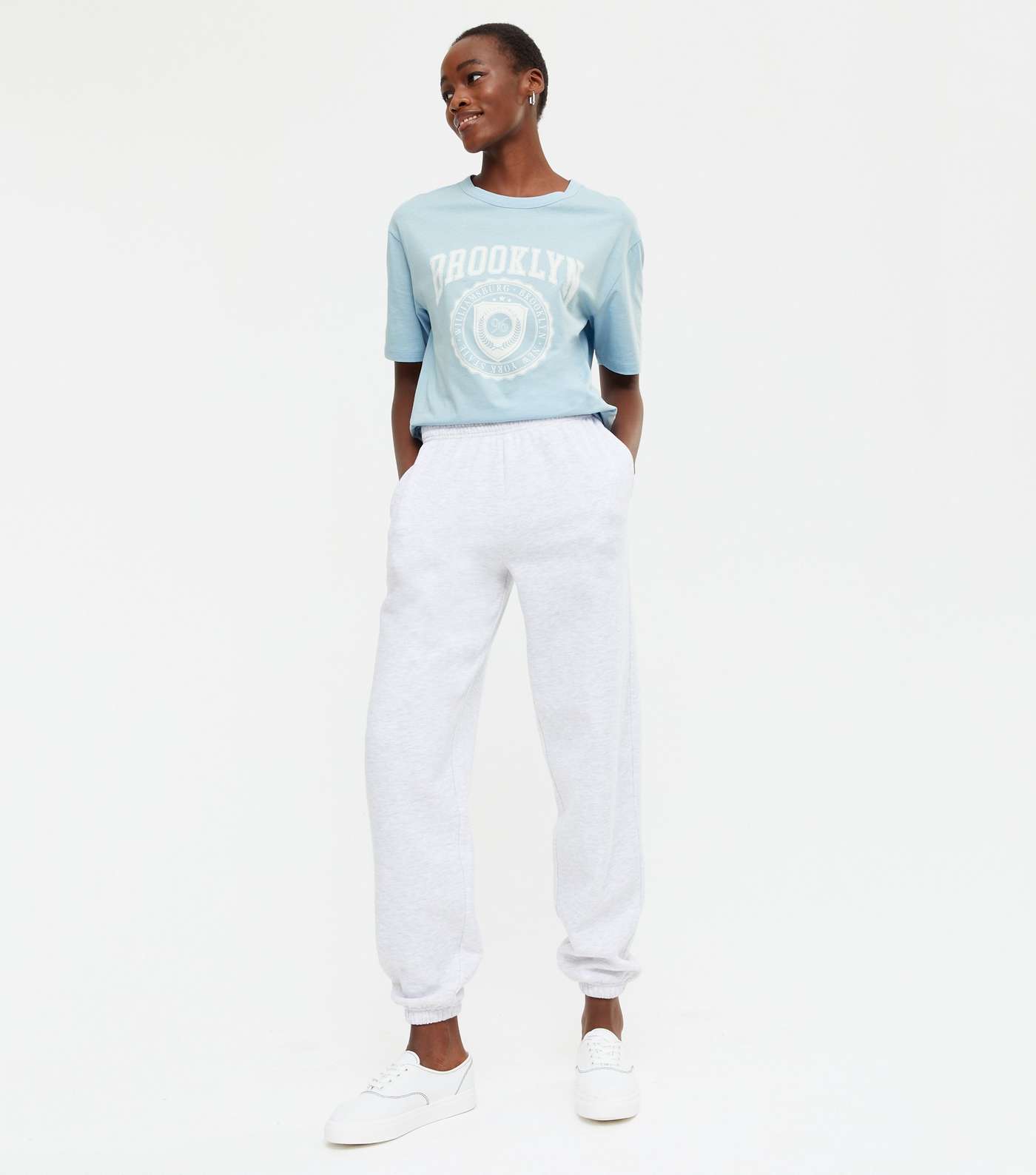 Tall Pale Blue Brooklyn Logo Oversized T-Shirt Image 3