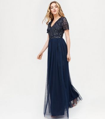 Maya navy shop sequin dress