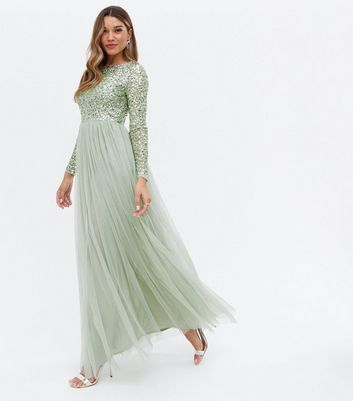 green long sleeve maxi