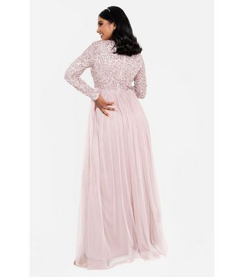 Damen Bekleidung Maya Curves Pale Pink Sequin Short Sleeve Maxi Dress