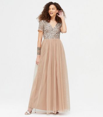 maya petite sequin maxi dress