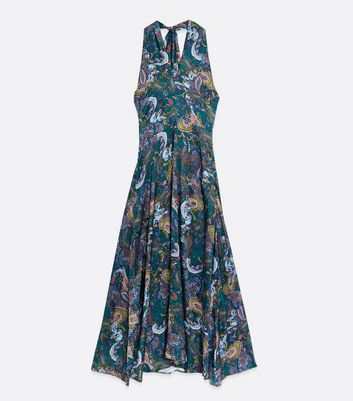 Zibi London Green Paisley Satin Midi Dress New Look