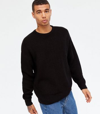 Black Relaxed Fit Crew Neck Jumper 