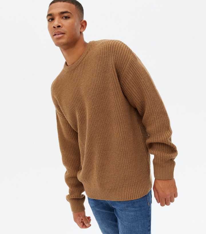 Light Brown Relaxed Fit Crew Neck Jumper | New Look