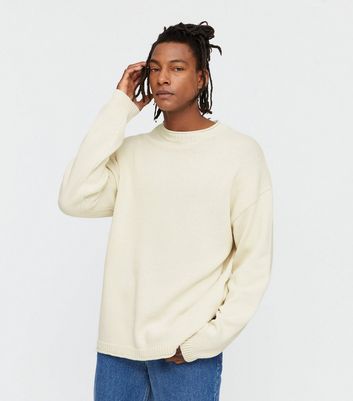 Off White Fine Knit Crew Jumper | New Look