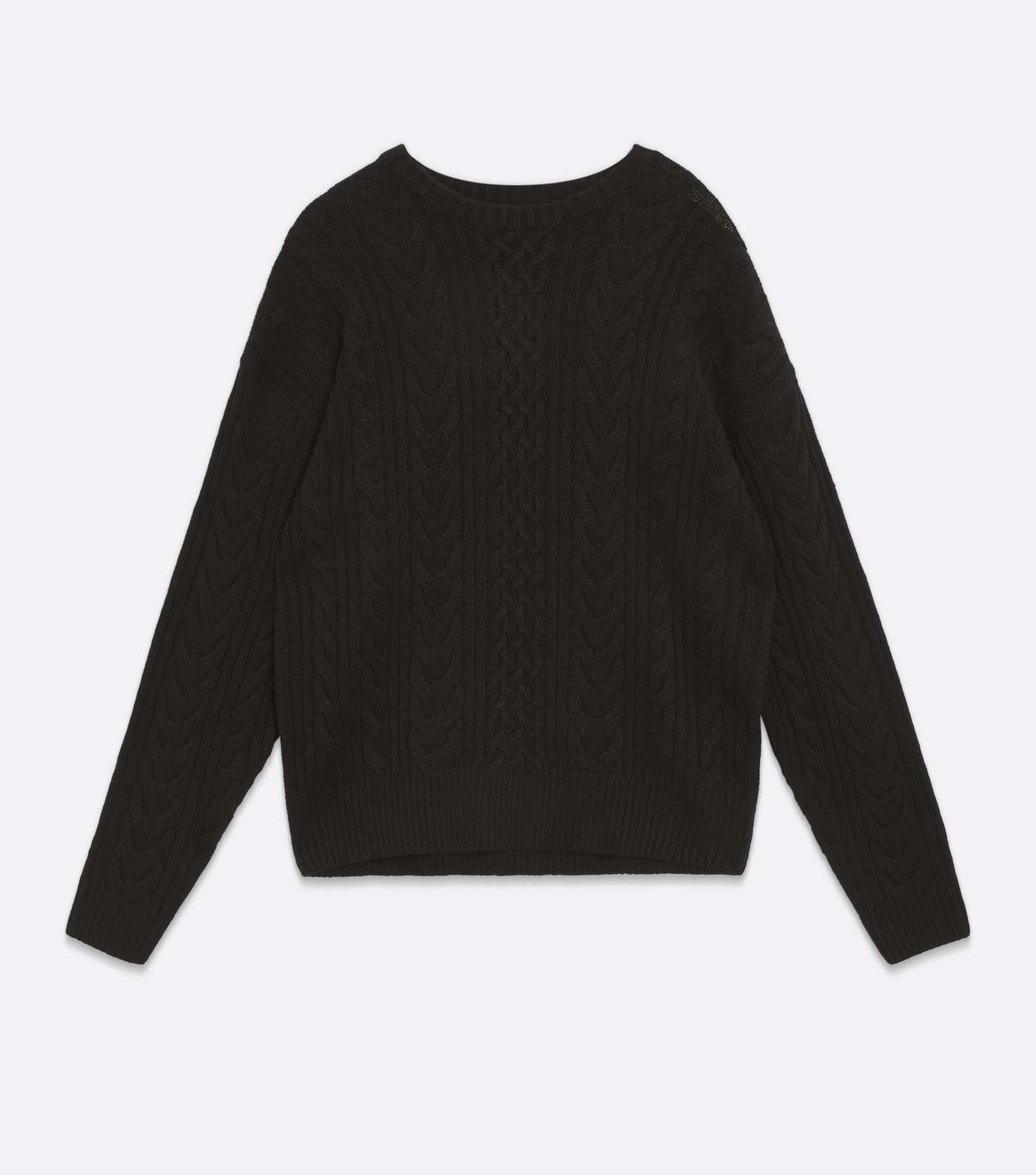 Black Cable Knit Relaxed Fit Crew Jumper Image 5