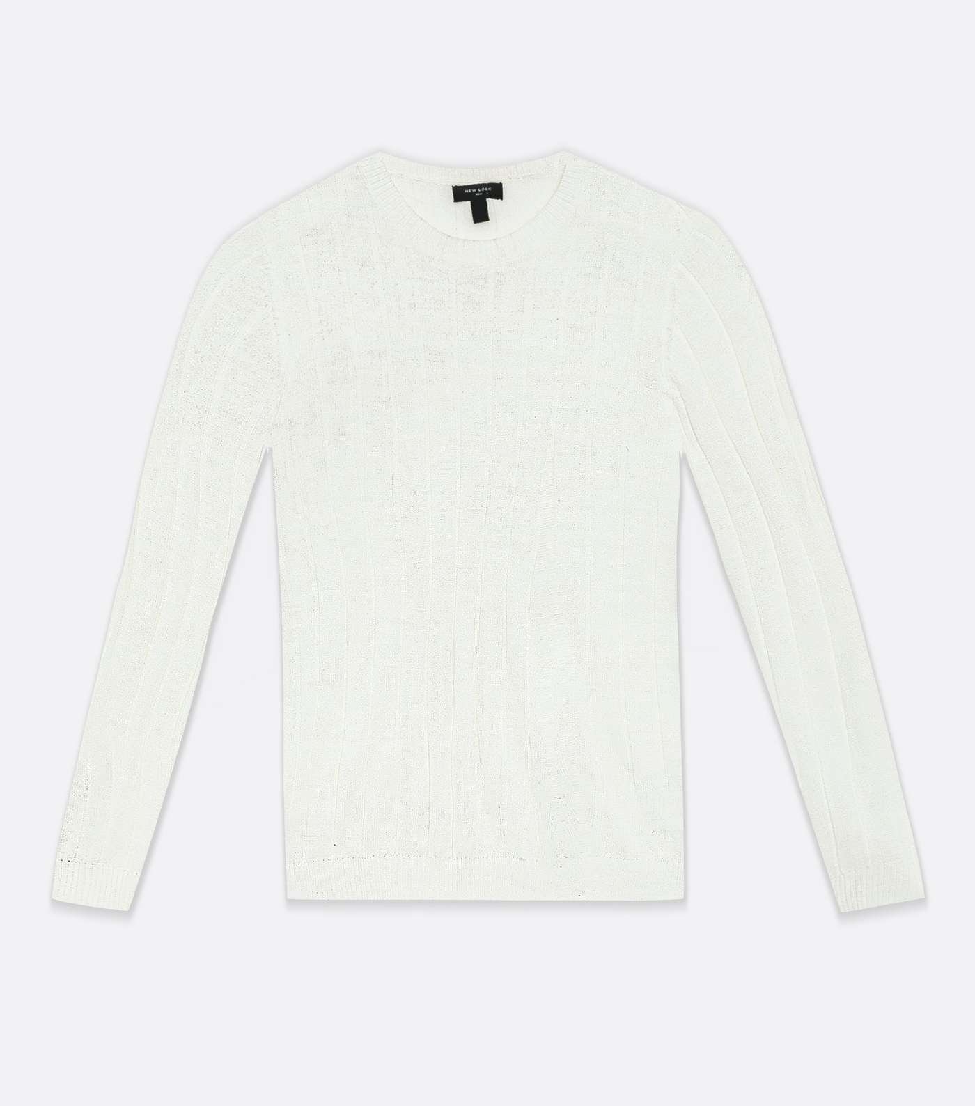 Off White Ribbed Fine Knit Muscle Fit Jumper Image 5