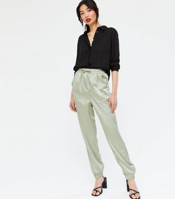 Khaki satin joggers Clearance