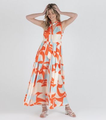 abstract print maxi dress