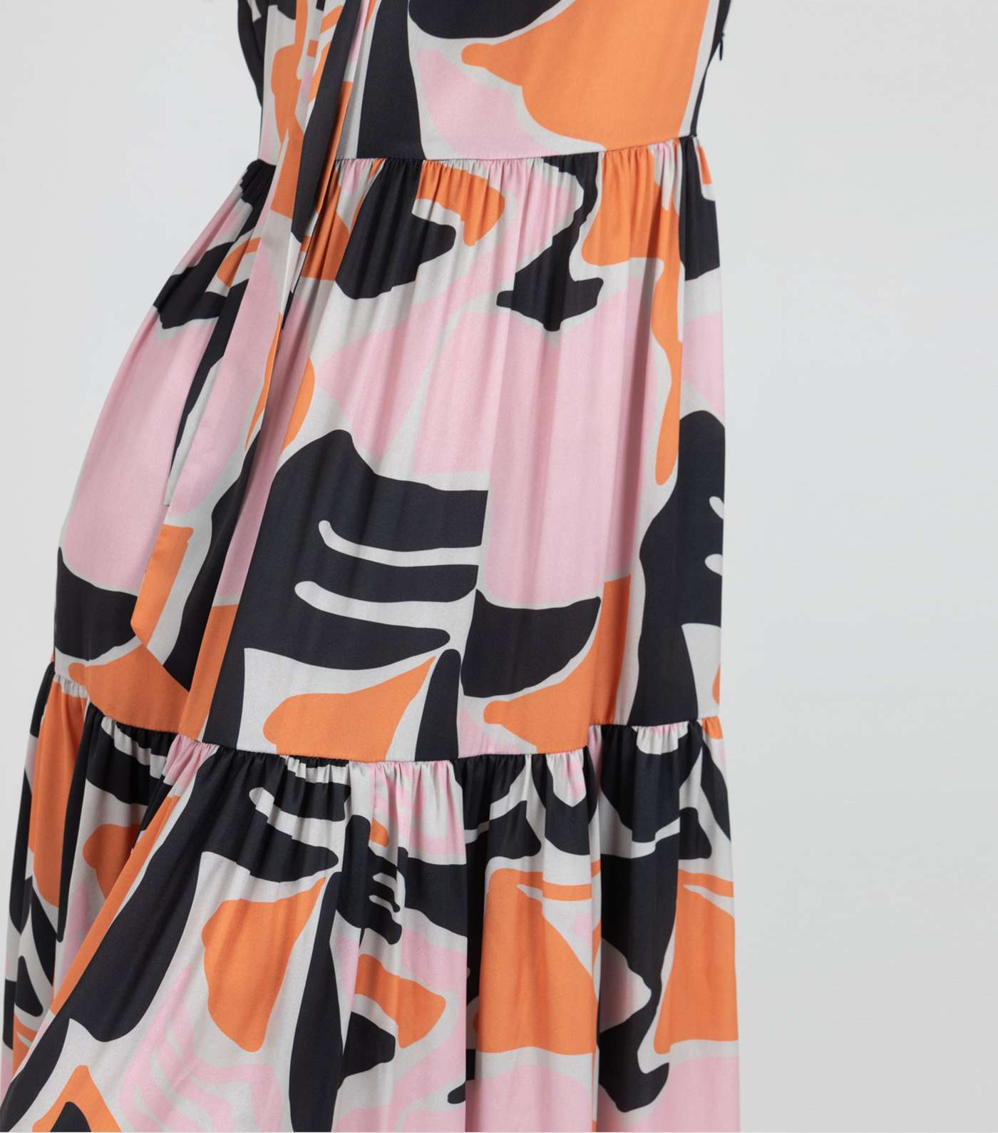 Zibi London Orange Satin Abstract Maxi Dress Image 4