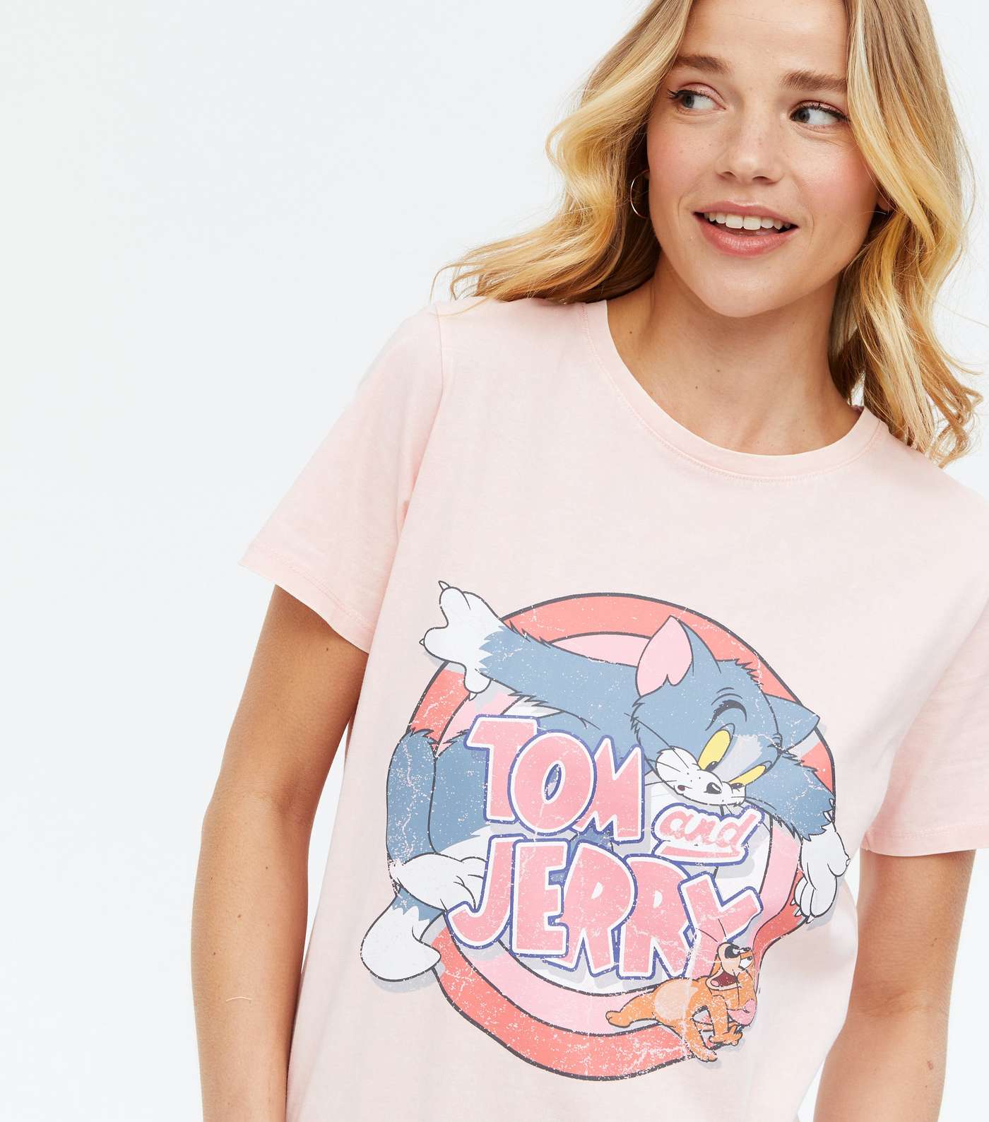 Pink Acid Wash Tom and Jerry Looney Tunes T-Shirt 